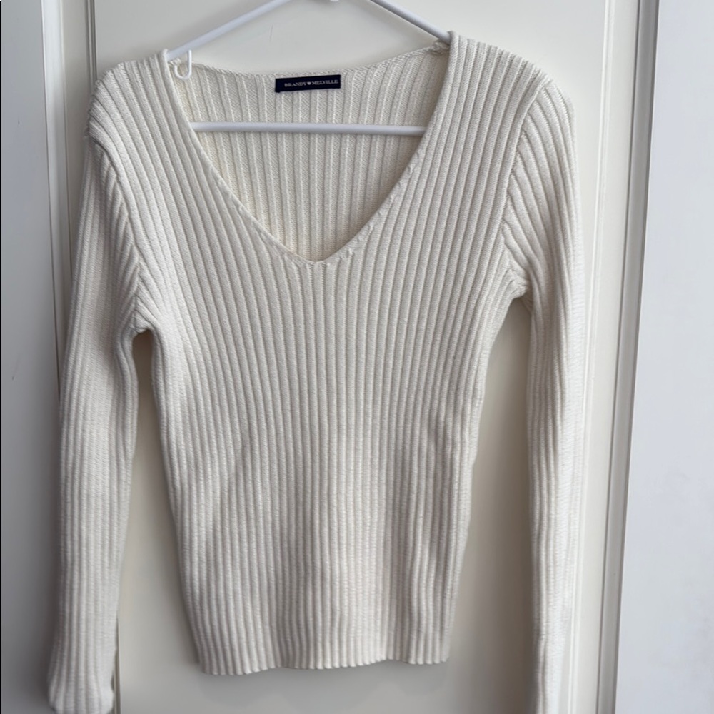 Brandy Melville Ribbed Knit Sweater in Cream